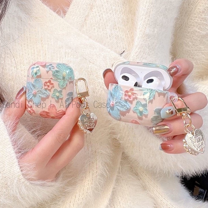 Ins AirPods Pro3 กรณี AirPods 4 กรณีภาพวาดสีน้ํามันดอกไม้ AirPods สําหรับ AirPods 4 1/2/3/Pro Pro2 AirPods 3 IMD Soft Apple ไร้สายบลูทูธชุดหูฟัง Anti drop AirPods Pro กรณี