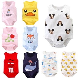 Baju ชุดรอมเปอร์ แขนกุด ลายการ์ตูน Baju Bayi สําหรับเด็กทารกแรกเกิด ผู้ชาย และผู้หญิง 0-18 เดือน * สินค้าในพื้นที่