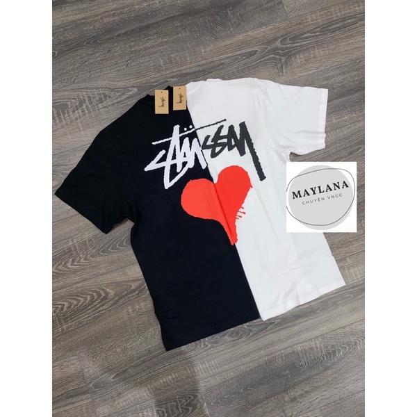 เสื้อยืด unisex Stussy Stock Heart ลายหลวม พรีเมี่ยม ผ้าคอตตอน 100% VNXK - เนื้อหนาตามภาพ