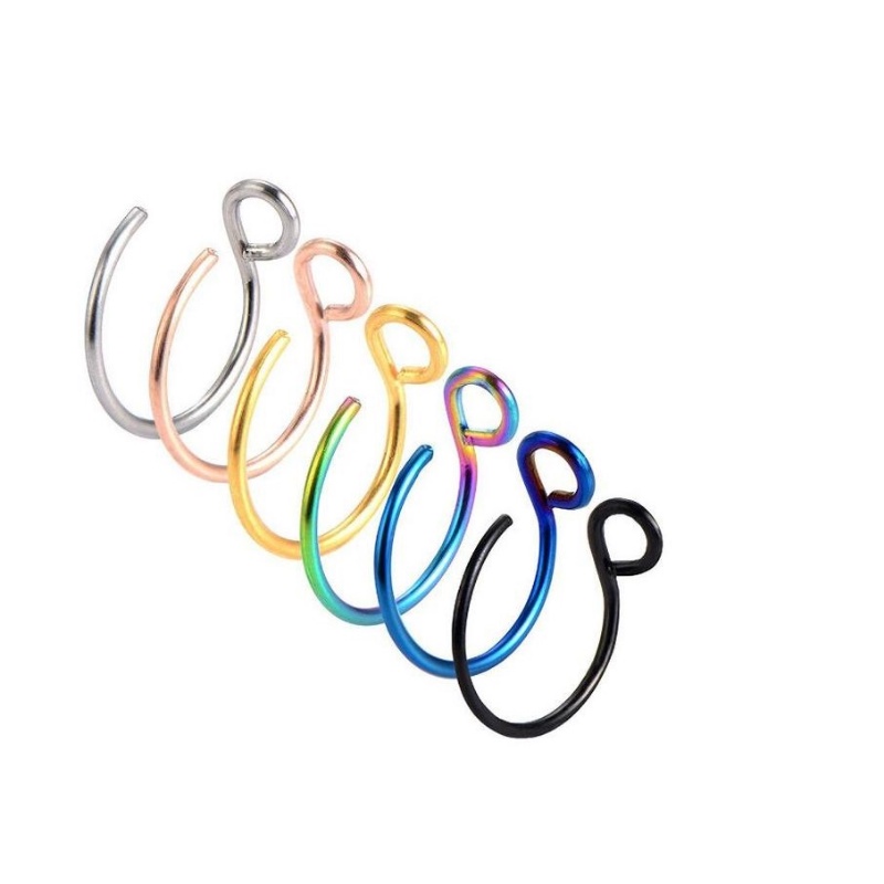 เครื่องประดับ จิวเจาะจมูก สเตนเลส รูปตัว C สไตล์แฟชั่น สําหรับผู้หญิง และผู้ชาย 2 ชิ้น - รูปที่ 6