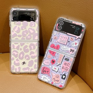 【Pink Story】เคสโทรศัพท์มือถืออะคริลิคใส พับได้ กันหล่น สร้างสรรค์ สําหรับ Samsung Galaxy Z Flip3 Zflip4