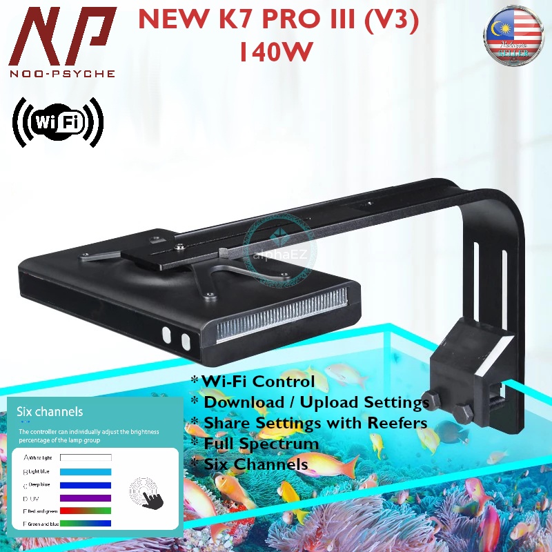 Noopsyche K7 PRO III V3 140W WIFI Full Spectrum Aquarium Led น้ําเค็ม Marine Reef Coral ไฟ Sunrise แ