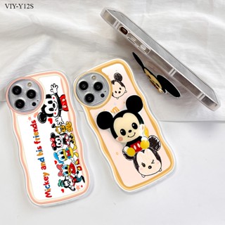 VIVO Y50 Y30 Y30i Y21 Y21S Y21A Y33S Y33T Y20 Y20i Y20S G Y12S Y12A Y22 Y22S Y53 2021 เคสวีโว่ สำหรับ Case Cartoon Mouse Duck Wave Bracket เคส เคสโทรศัพท์ เคสมือถือ Full Back Cover Soft Cases Protective Shockproof Casing