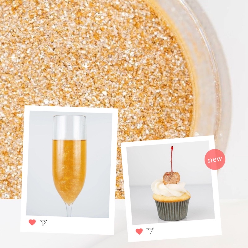 GOLD | Edible Glitter for Drinks & Deserts กลิตเตอร์ทานได้ สำหรับตกแต่งเครื่องดื่ม เบเกอรี่ ขนมหวาน