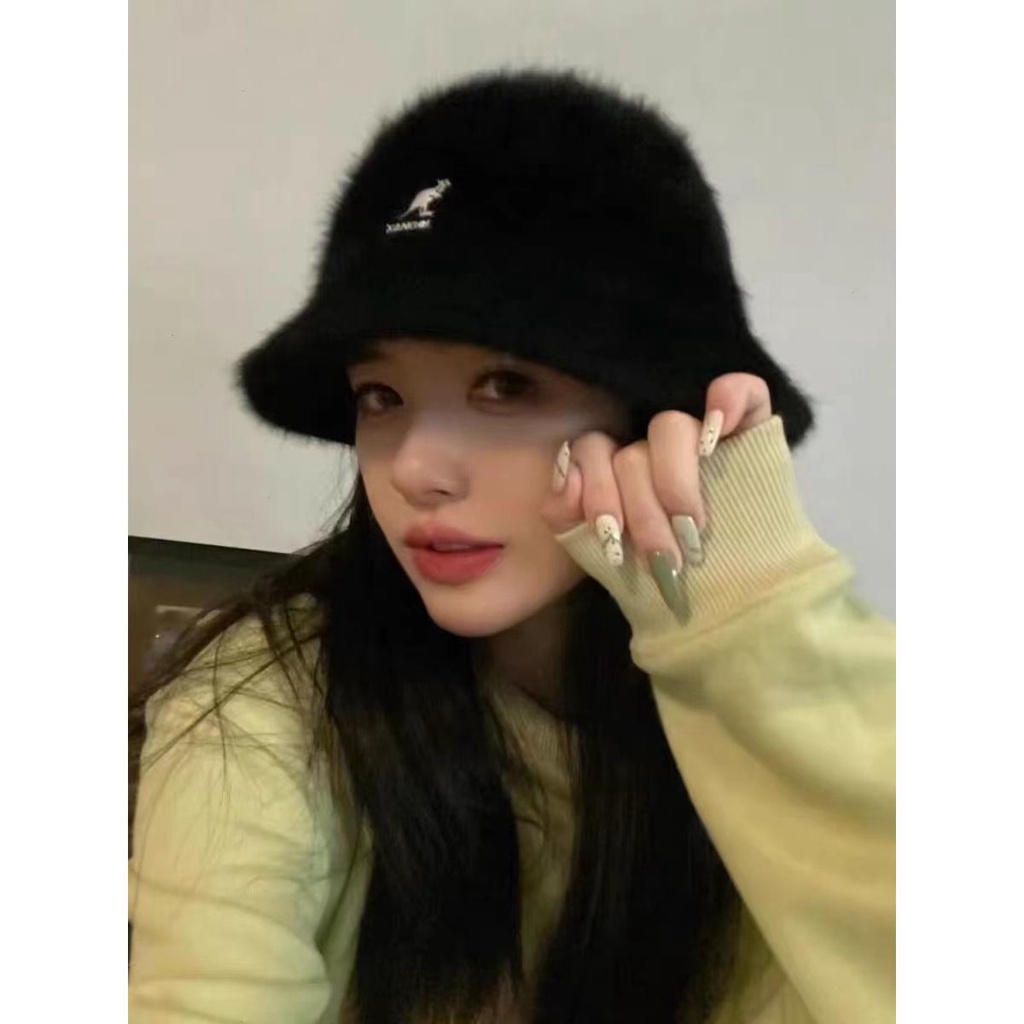 ขายส่งตรงจากโรงงาน หมวกบักเก็ต KANGOL แต่งขนกระต่าย ขนาดเล็ก แฟชั่นฤดูใบไม้ร่วง และฤดูหนาว สไตล์เกาหลี และญี่ปุ่น สําหรับผู้หญิง