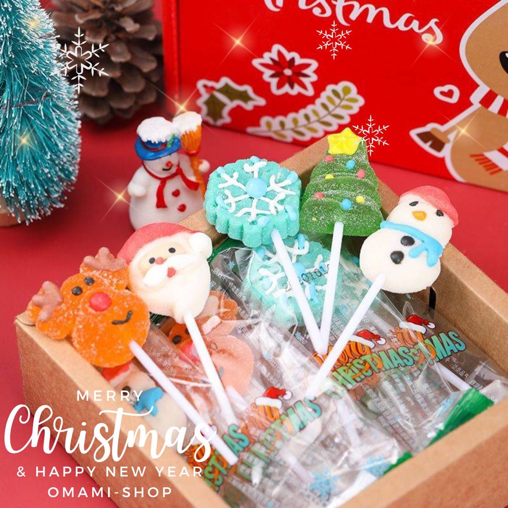 💥ส่งด่วนวันเดียว💥 🎅🏻1กล่อง30ชิ้น🎄 เยลลี่เสียบไม้ เยลลี่คริสต์มาส เยลลี่ เคลือบน้ำตาล ลายน่ารัก ขนมวันคริสต์มาสปีใหม่
