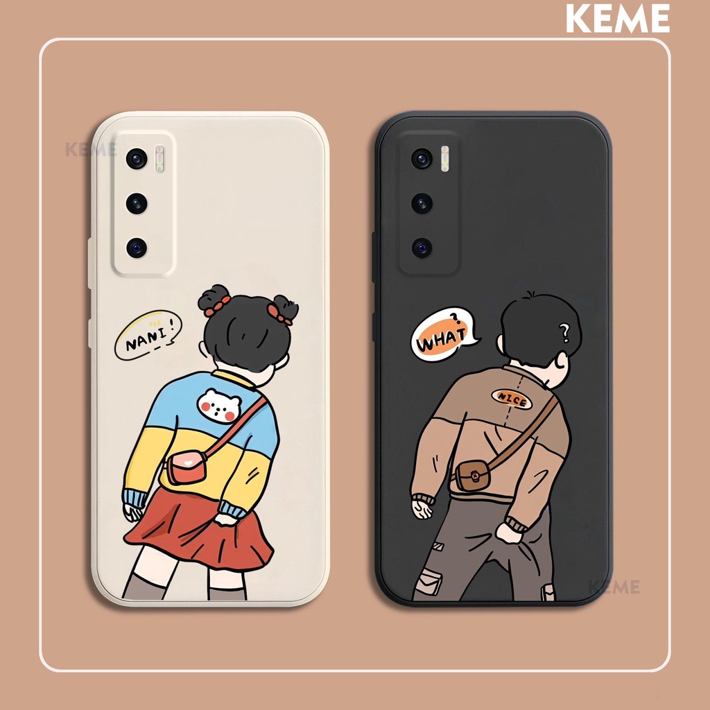 [ขอบเหลี่ยม][กันรอยกล้อง] เคส Vivo V20 SE / V2022 พร้อมภาพเด็กชายและเด็กหญิงสุดน่ารัก