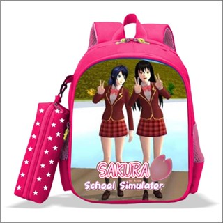 2in1 กระเป๋าเป้สะพายหลัง ใส่ดินสอ ลาย SCHOOL SAKURA SCHOOL SIMULATOR คุณภาพพรีเมี่ยม สําหรับเด็กอนุบาล