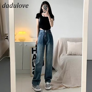 DaDulove💕 New Korean Version of Ins Retro Old Washed Jeans High Waist Loose Wide Leg Pants Womens Straight Pants