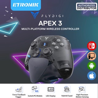 ETRONIK ใหม่ FlyDiGi Apex 3 จอยสติ๊ก Gamepad Wireless Elite Game Controller Force Feedback Trigger สำหรับ Switch/PC/iOS/Android,จอแสดงผล LED เต็มรูปแบบ,ไจโรสโคป 6 แกน