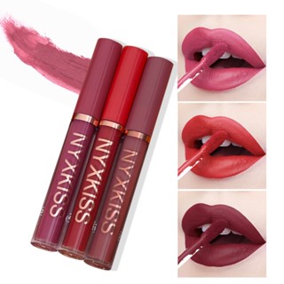 NYXKISS 3PCS Lip Gloss Set Velvet Matte Lipstick Lip Glaze Non-stick Cup Lip Gloss Set