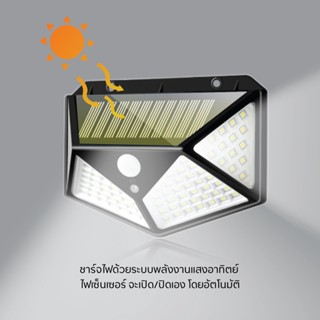 LUMIRA Solar Wall Light ไฟโซล่าเซลล์ติดผนัง รุ่น LSC-023 100 LED 3 โหมดอัจฉริยะ ( มีเซ็นเซอร์​ตรวจจับการเคลื่อนไหว)