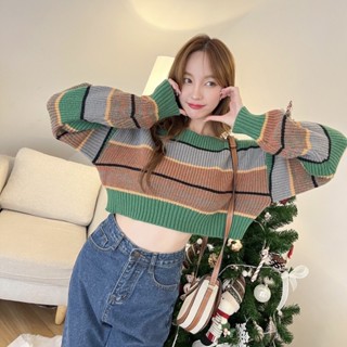 พร้อมส่ง Holly Sweater เสื้อไหมพรมลายทาง (Sw-020)