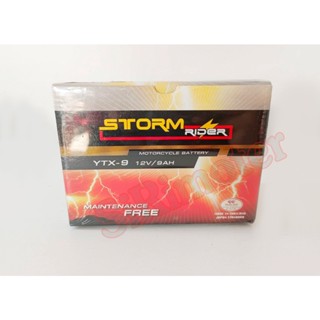 Storm แบตเตอรี่ (12V/9AH) YTX-9 ใช้กับรถ : Boss เตี้ย , Nija 300 YTX-9 ขนาด กว้าง 8.5 cm. X ยาว 15 cm.x 10cm.