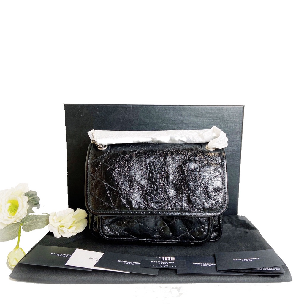 ♟♞Saint Laurent YSL Tassel Bag Women s Black Shoulder Messenger Bag