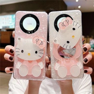 เคสโทรศัพท์มือถือ ซิลิโคนนิ่ม TPU ใส ประดับเลื่อม พร้อมกระจกแต่งหน้า แฟชั่น สําหรับ HONOR X9a 5G Honorx9a 5G Huawei Honorx9a