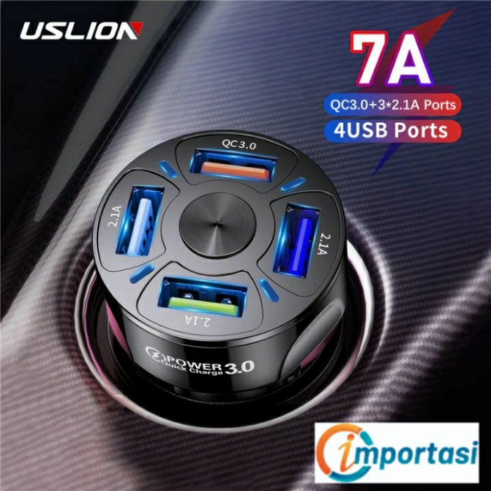USLION car Charger 4 Port 48W 7A Super Lighter Charger Fast Charging car Motorcycle simple M9Z6 cont