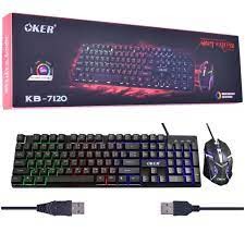 OKER KB-7120 USB Keyboard+Mouse Combo Set คีย์บอร์ดมีไฟ เมาส์มีไฟ คีย์บอร์ดเมาส์เกมส์มิ่ง