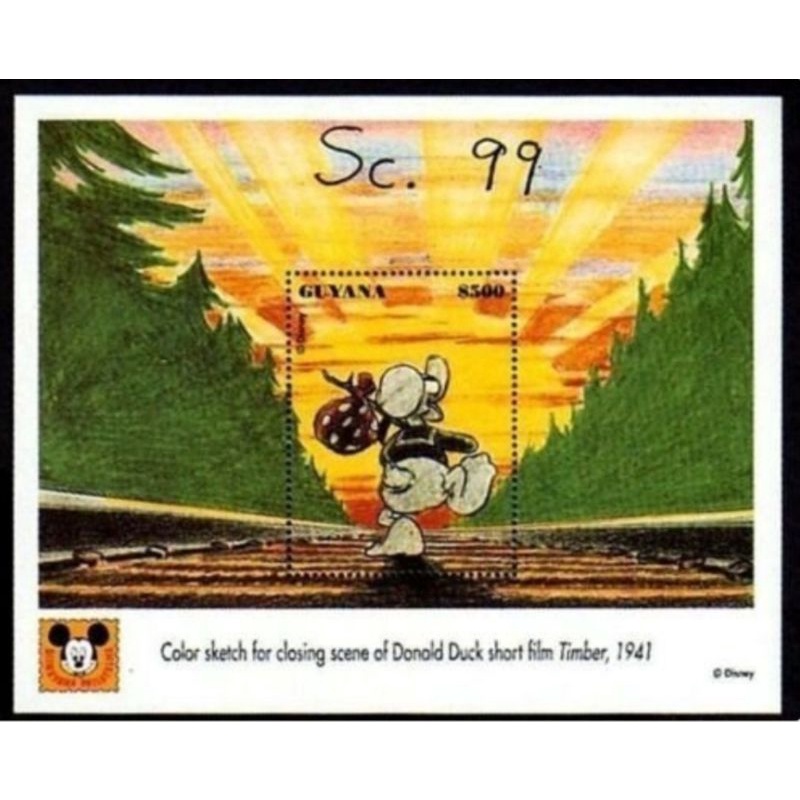 Guyana - Disney Color Sketch - แผ่นของที่ระลึก MNH