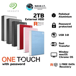 COINSคืน15%⚡FB9JMZV6⚡ SEAGATE ONE TOUCH WITH PASSWORD EXTERNAL HARDDISK 2TB (FAST TRANSFER/USB 3.0)- ประกัน 3 ปี