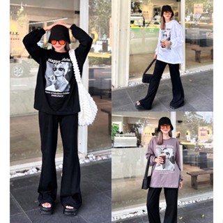 Renita ชุดเซ็ต 2 ชิ้น สาวมินิ สาวอวบ อ้วน เซตเสื้อคอกลมแขนยาว อก 50-62” Girls Oversize set กางเกงขายาว ขาม้า เอว 24-42”