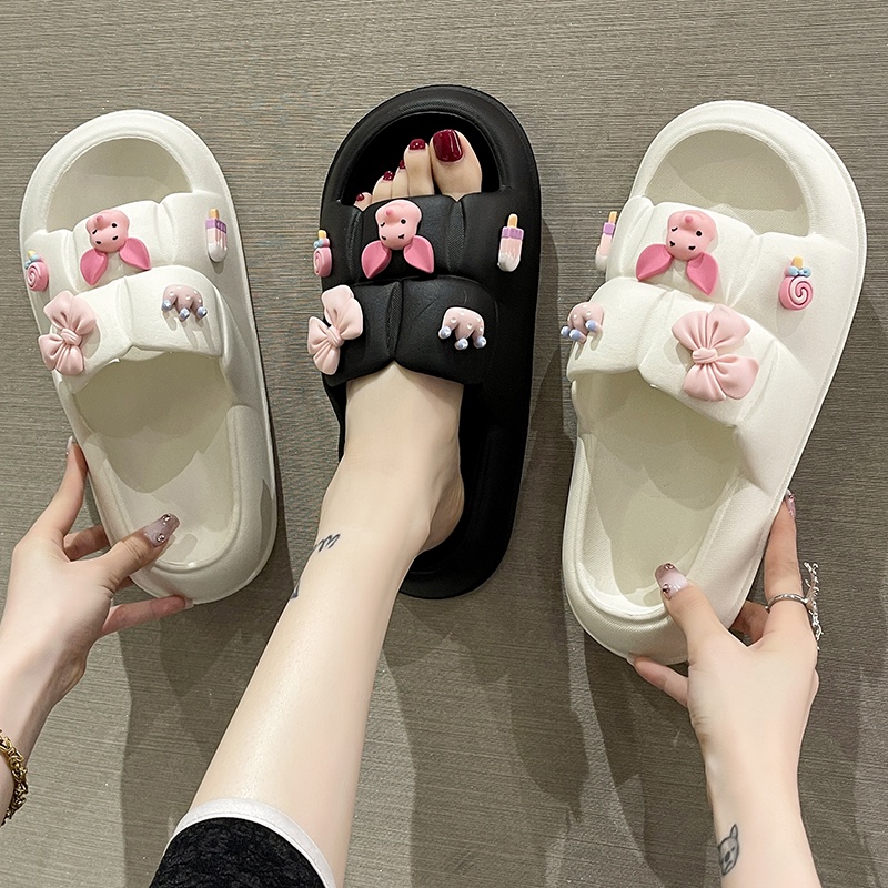 Fshoes รองเท้าแฟชั่น รองเท้าแตะ ดีเทลลายถัก ทำจากยางนิ่ม ใส่นุ่มสบายเท้า สต๊อกแน่นส่งทั่วไทย