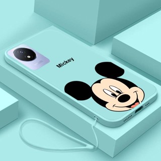 Vivo Y02 2022 หรูหรา มิกกี้เมาส์ น่ารัก เคสเคลือบ ซิลิโคนเหลว ด้านหลัง TPU เคสนิ่ม