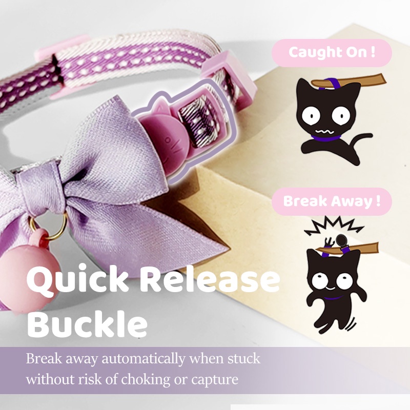 HamshMoc Breakaway ปลอกคอแมวน้ําหนักเบาปลอกคอสัตว์เลี้ยงความปลอดภัยปรับทนทานนุ่มสบายพร้อมกระดิ่งผูกโบว์น่ารักสําหรับลูกแมวแมวกระต่ายลูกสุนัข - รูปที่ 2
