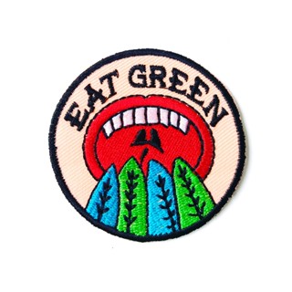 ตัวรีดติดเสื้อ Eat Green เขียว กิน ไบค์เกอร์ ตัวรีด (Size M) อาร์มรีด อาร์มรีดติดเสื้อ