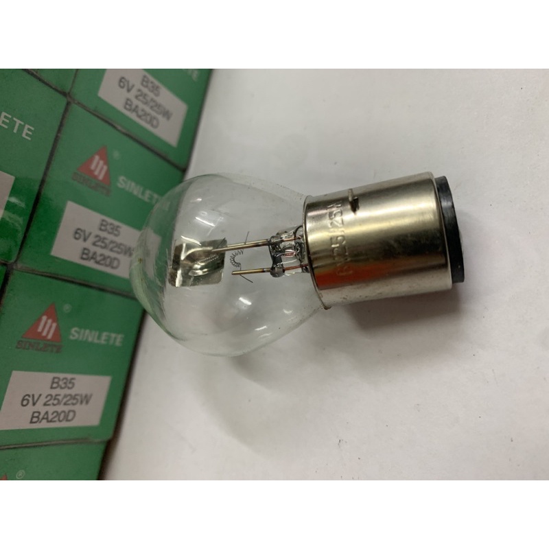 หลอดไฟประเภท B35 (6V 25/25W) BA20D 1 กล่อง = 10 ชิ้น