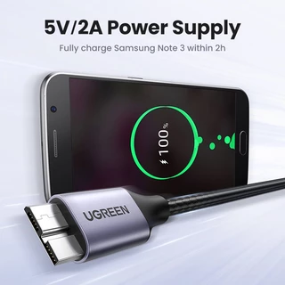 Ugreen สายเคเบิล Micro USB 3.0 USB 3.0 A เป็น Micro B ไนล่อนถัก ฮาร์ดไดรฟ์ภายนอก สําหรับ Samsung Galaxy S5 Note 3 Pro 12.2 ดิจิทัลตะวันตก Toshiba My Passp