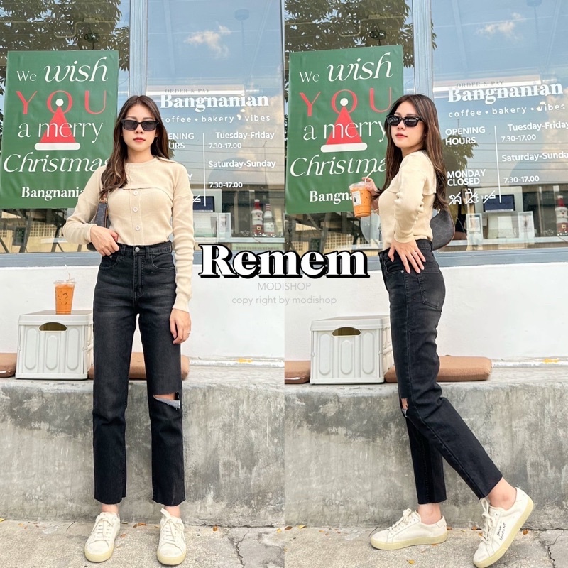 (จัดส่งภายใน 1-2 วัน)กางเกงยีนส์ Remem Jeans by modishop