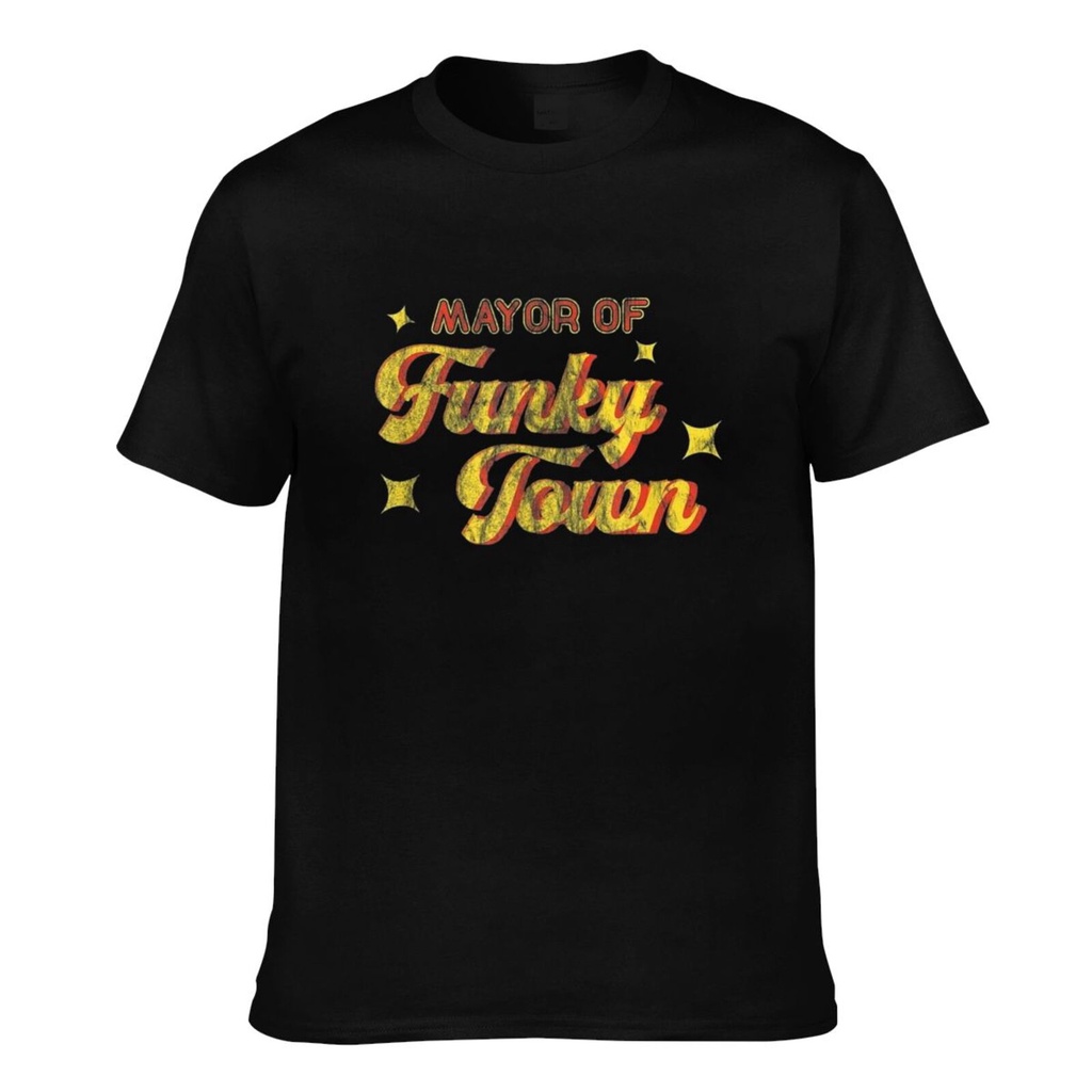 ท็อปส์ซูตลก Mayor Of Funky Town 1970S เสื้อยืดพิมพ์ลายสร้างสรรค์บุรุษ