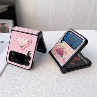 เคสป้องกันโทรศัพท์มือถือ แบบพับได้ ลายถัก หรูหรา สําหรับ Samsung Galaxy Z Flip 3 4 5G Z Flip3 Z Flip4