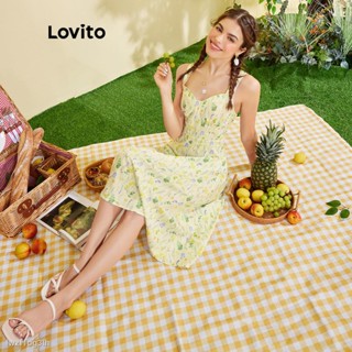 ❉❒✙(Lovito Exclusive) Free Nature Series เดรสยาว แขนกุด ลายต้นไม้ สไตล์ลำลอง L28EE009 (สีเขียวอ่อน)