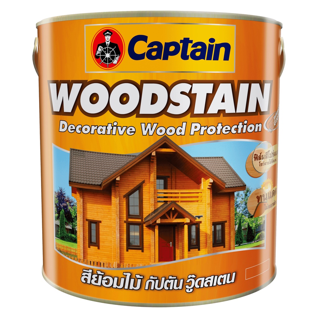 CAPTAIN WOODSTAIN GLOSS สีย้อมไม้ กัปตัน วู๊ดสเตน ชนิดเงา ขนาด 1/4 GL และ  1 GL