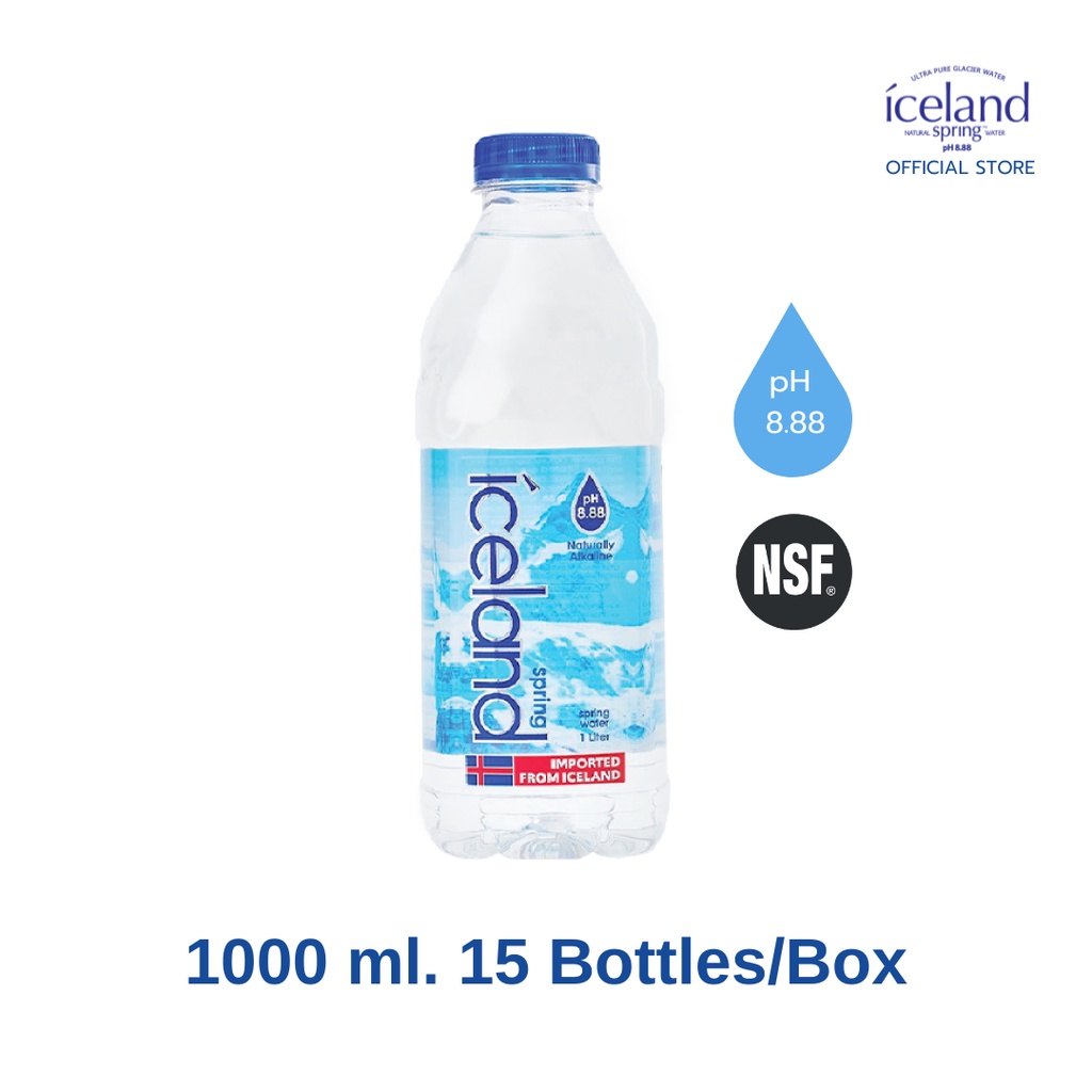 Iceland Spring pH 8.88 น้ำแร่ด่างธรรมชาติ เพื่อสุขภาพ ขนาด 1,000 ml. (1 ลัง บรรจุ 15 ขวด)