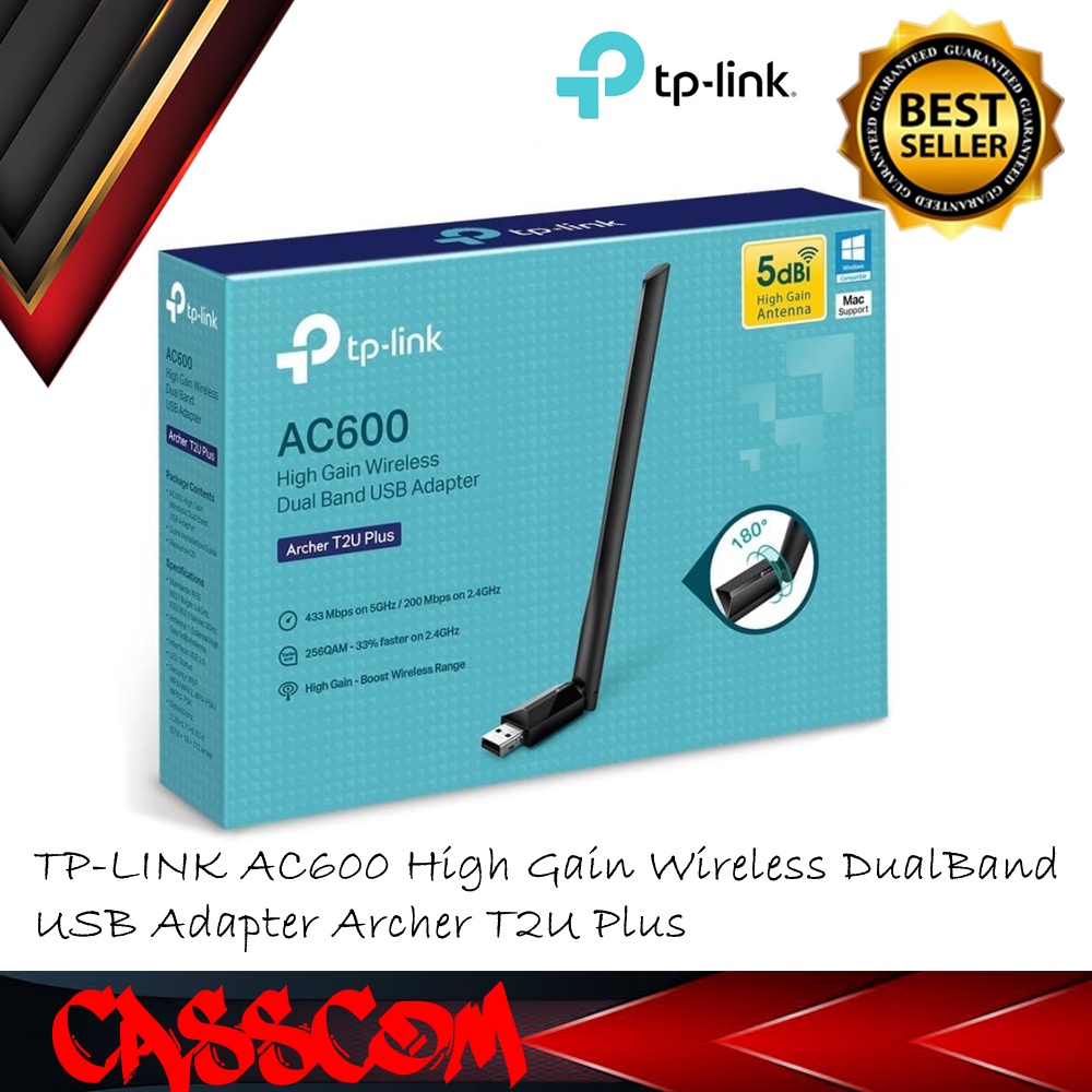 TP-LINK AC600 อะแดปเตอร์ USB DualBand ไร้สายกําลังสูง Archer T2U Plus