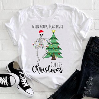 T-Funny Cat Merry Christmas Tee Women Fashion Clothes Winter Top Cartoon Women Tshirt New Year Graphic T-shirt Women