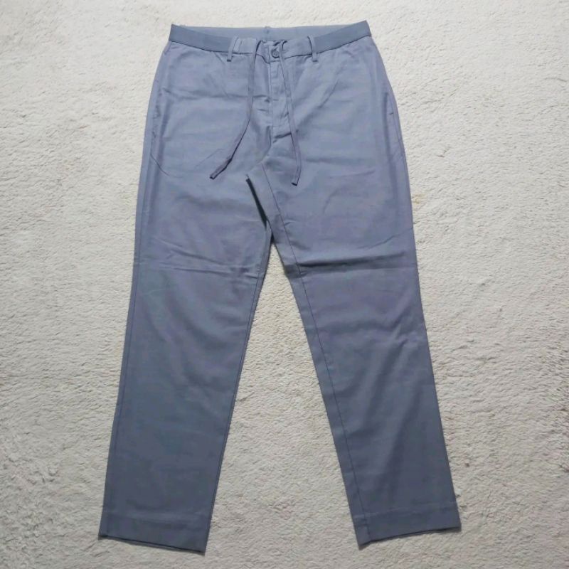 🔥Uniqlo Ezy Ankle Pants✅Size L(34-36)84-92cm✅สีเทาผ้าคอตตอน สภาพใหม่กริ๊บ100% ไม่มีตำหนิ