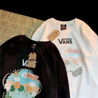 Vans เสื้อกันหนาวแขนยาว ผ้ากํามะหยี่ขนนิ่ม โอเวอร์ไซซ์ พิมพ์ลาย ให้ความอบอุ่น ของแท้ 100% แฟชั่นสําหรับผู้ชาย และผู้หญิง