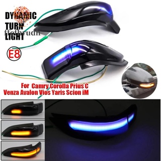 ไฟเลี้ยวไดนามิก LED ติดกระจกมองหลังรถยนต์ สีฟ้า สําหรับ Toyota Corolla Yaris XP130 Auris Camry Prius