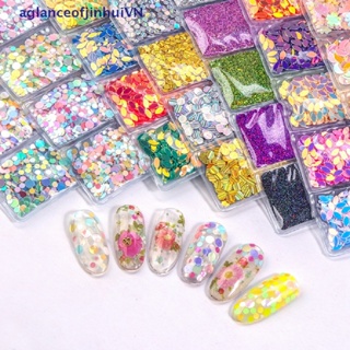 [aglanceofjinhui] 6 Grids/Bag Nail Art Sequins Colorful Nail Polish Flakes Foils For Manicures [ZKM]