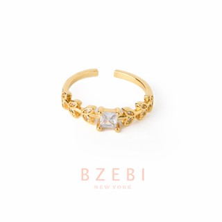 BZEBI แหวนแฟชั่น ทอง เพชร ทองคํา ring 18k เพทาย เรียบง่าย เครื่องประดับ สําหรับผู้หญิง 547r