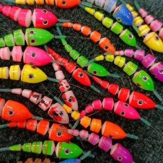 ทุ่นตกกุ้งทรงหนอน 6,8,10 มม มีหลายสีให้เลือก