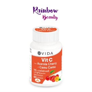 วิตามินซี เกรดพรีเมียม Vida Vit C Acerola Cherry x Camu camu วิตซี วิตามินซีสูง กระปุก 60 แคปซูล เสริมสร้างภูมิคุ้มกัน