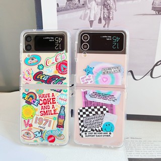 เคสโทรศัพท์มือถือ PC TPU นิ่ม แบบใส กันกระแทก ลายฉลาก Coca Cola Casetify สําหรับ Samsung Galaxy Z Flip 3 4