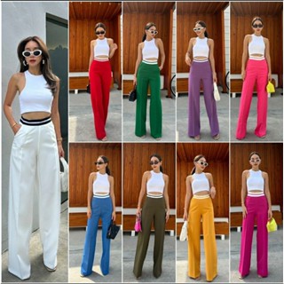 Martinez two-tone tab high waist pant กางเกงขายาว กางเกงเอวสูง กางเกงขากระบอก กางเกงแฟชั่น