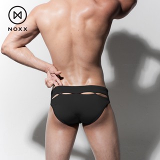 Noxx Swim Briefs รุ่น Logan: กางเกงว่ายน้ำ บรีฟ แหวกหลัง เอวต่ำ สีดำ