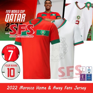 【SFS】เสื้อยืดแขนสั้น ลายทีมชาติฟุตบอล WC Morocco Jersey Home Away 2022 คุณภาพสูง สําหรับผู้ชาย S-2XL